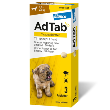 AdTab tyggetabletter til hunde 1,3 - 2,5 kg